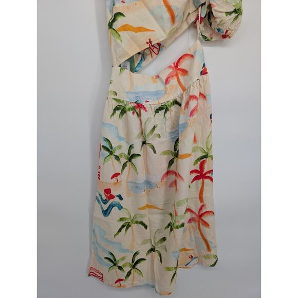 NWT Farm Rio Copacabana Linen Blend Cutout Midi Dress size S #1F460 - Picture 6 of 13